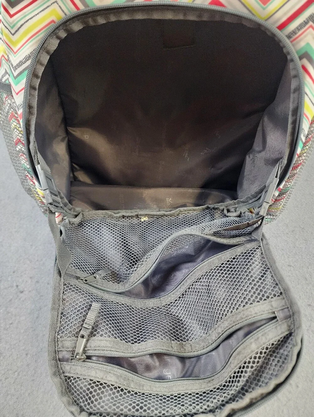 Thirty-One Punch Party Chevron Multicolor Sling Bag Pockets School  18x13x6